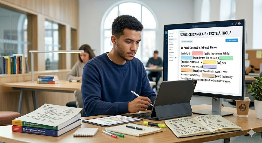 Exercice Anglais;Texte à trous.