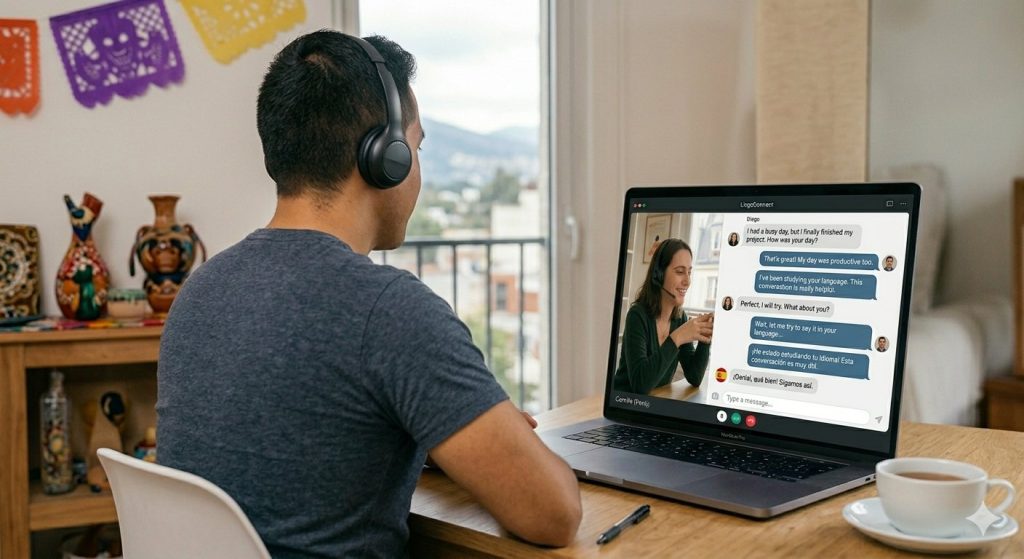 Apprendre l'anglais avec un correspondant étranger.