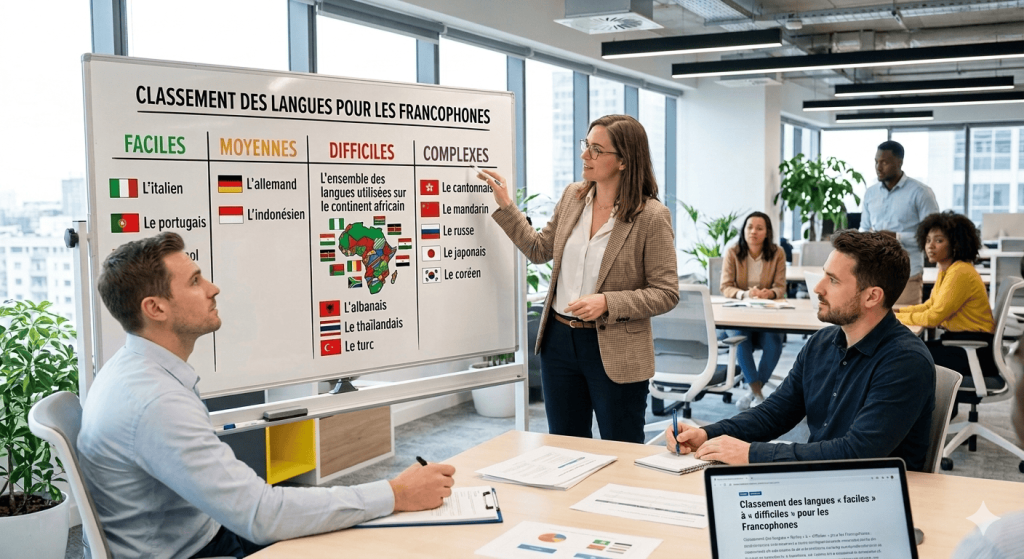 Classement des langues, de faciles à complexes.