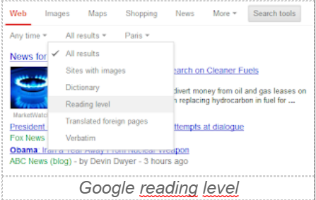 Niveau de lecture Google