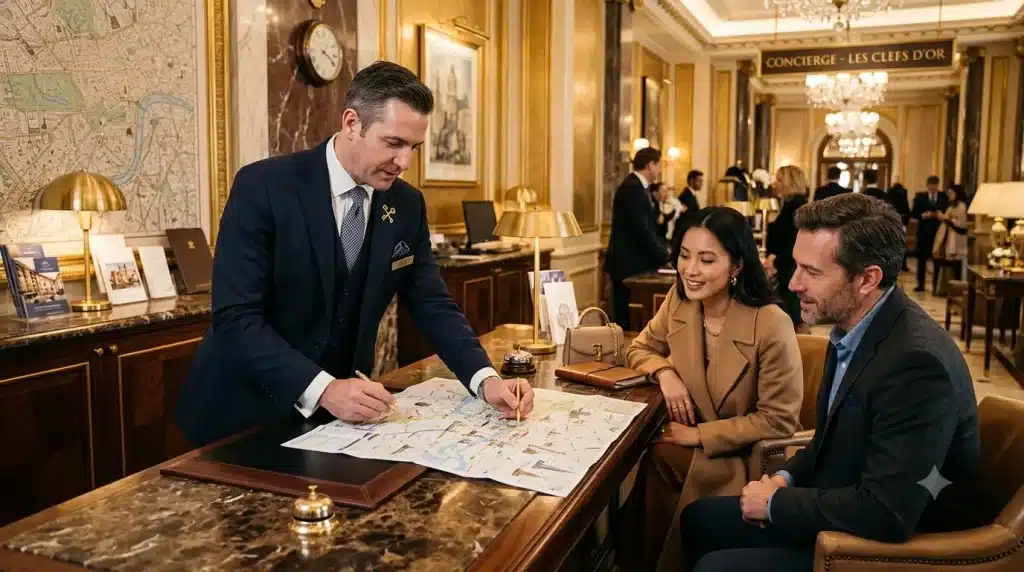 L’art de l’orientation sur-mesure : un concierge Clefs d’Or partage ses meilleures adresses et trace un itinéraire exclusif pour ses hôtes.